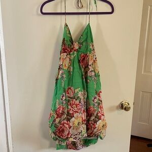 dELiA*s 100% cotton Green and Pink Floral halter Dress